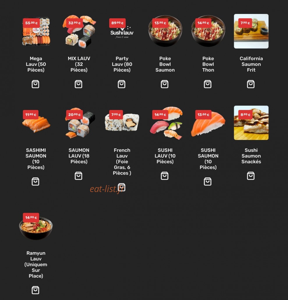 Sushi Lauv — carte page 4