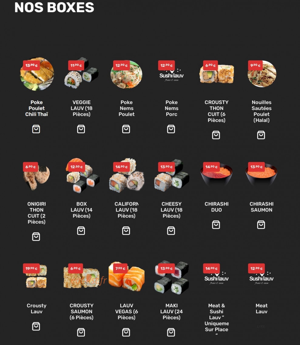 Sushi Lauv — carte page 3