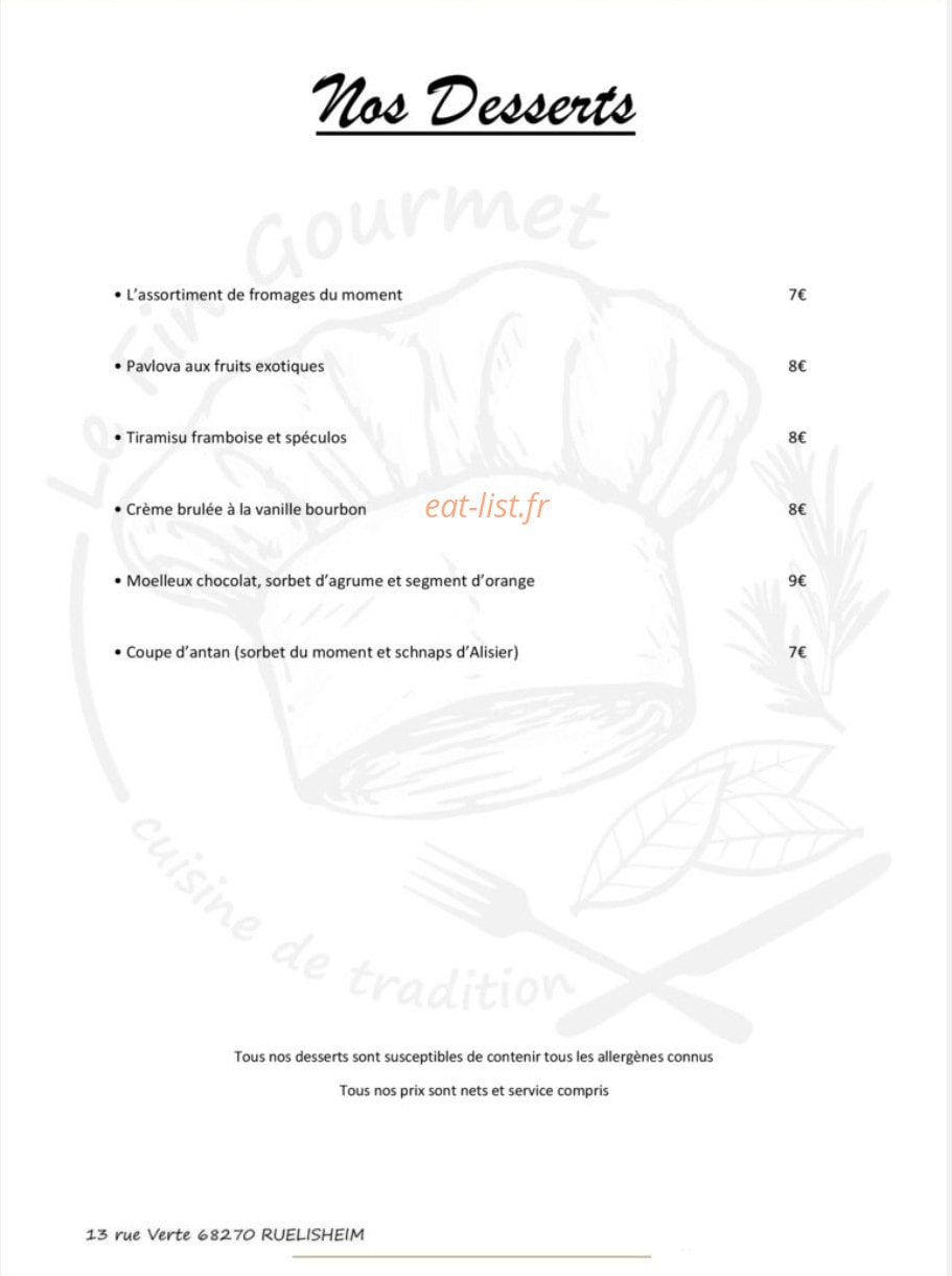 Le Fin Gourmet — carte page 2