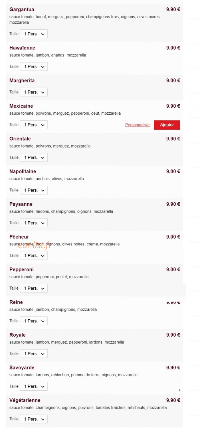 Aldo pizza — carte page 2