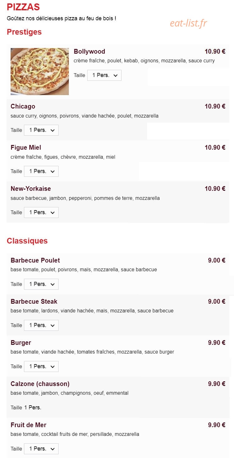 Aldo pizza — carte page 1