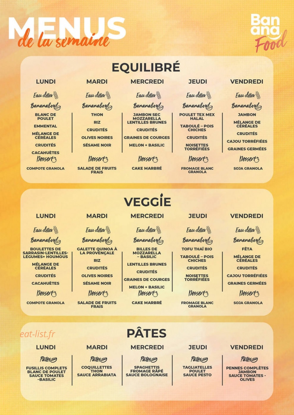 Bananafood — carte page 1