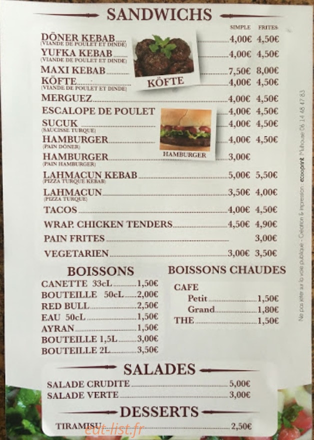 Chez Antep — carte page 2
