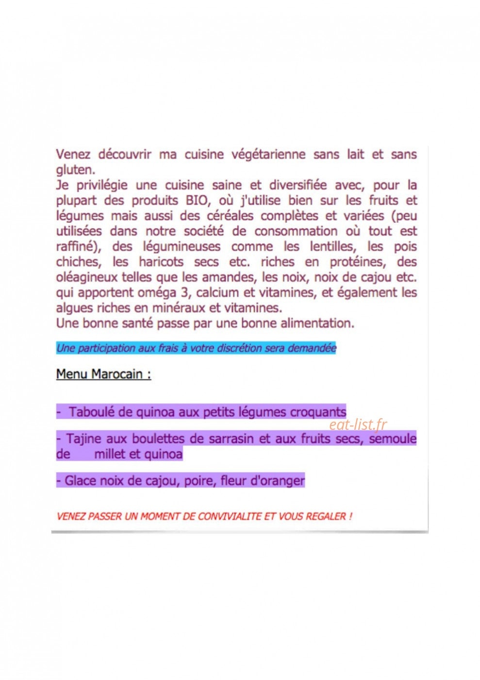 La cuisine de Flooo — carte page 1