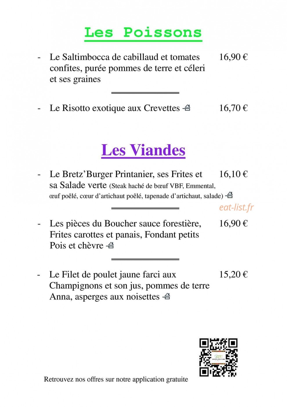 Les Mil'Saveurs — carte page 2