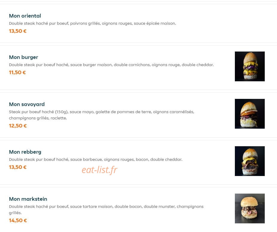 Mon Burger — carte page 5
