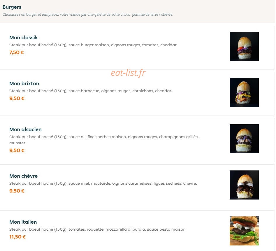 Mon Burger — carte page 4