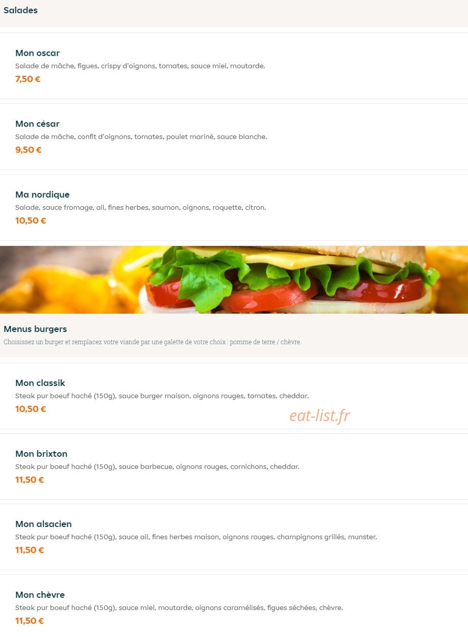 Mon Burger — carte page 1