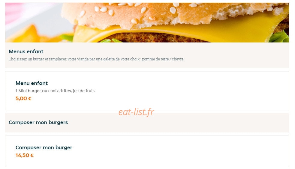 Mon Burger — carte page 3