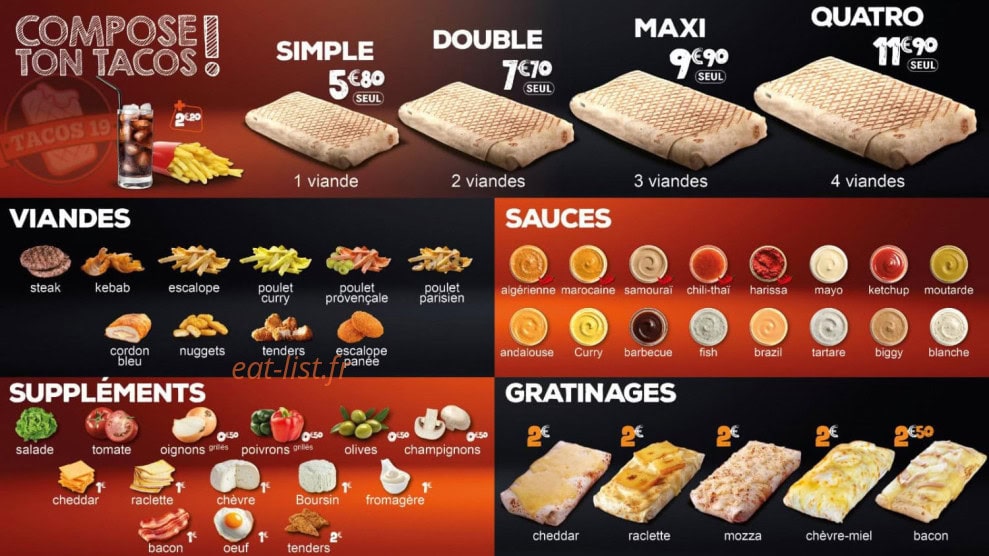 Tacos 19 — carte page 2