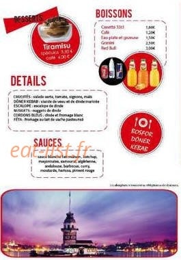 Carte et menu de Bosfor doner kebab à Masevaux-Niederbruck — Boissons, sauces