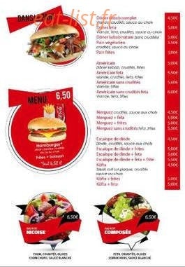 Carte et menu de Bosfor doner kebab à Masevaux-Niederbruck — Menus, americain
