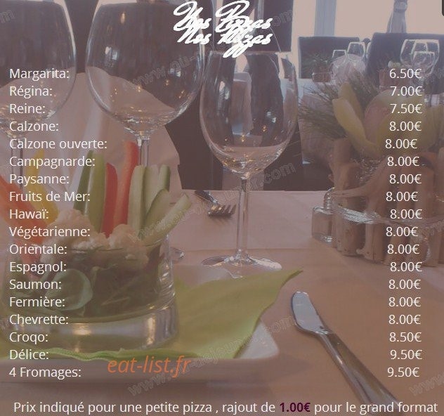 Carte et menu de La Vieille Fonderie à Masevaux-Niederbruck — les pizzas