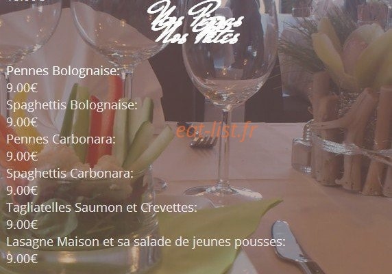 Carte et menu de La Vieille Fonderie à Masevaux-Niederbruck — les pâtes