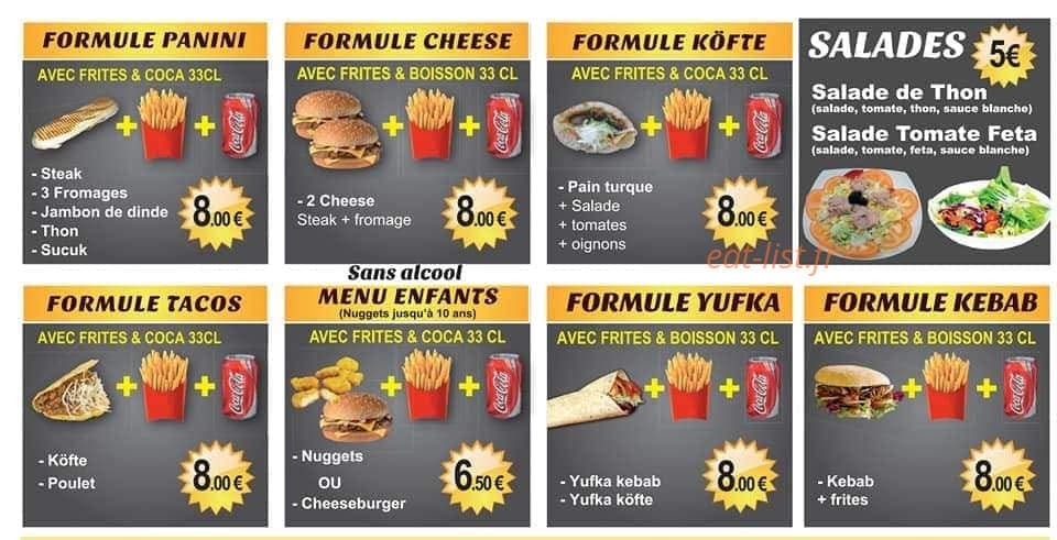 Carte et menu de Le Gourmet chez Efes à Masevaux-Niederbruck — Les formules