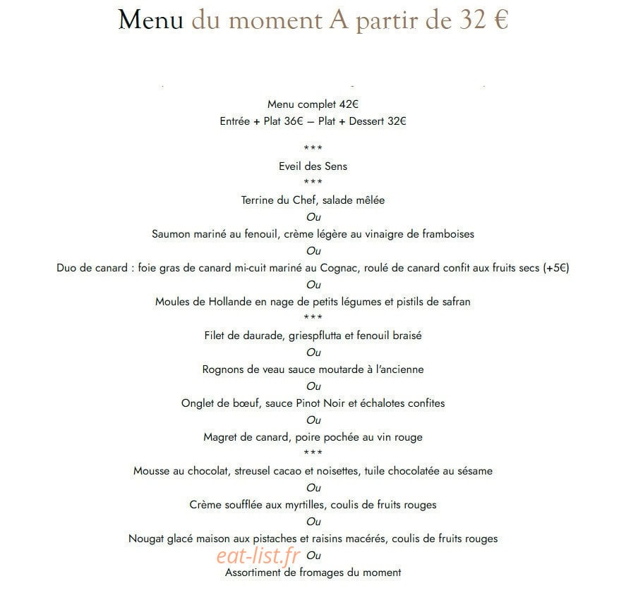 Hôtel Restaurant des Vosges — carte page 1