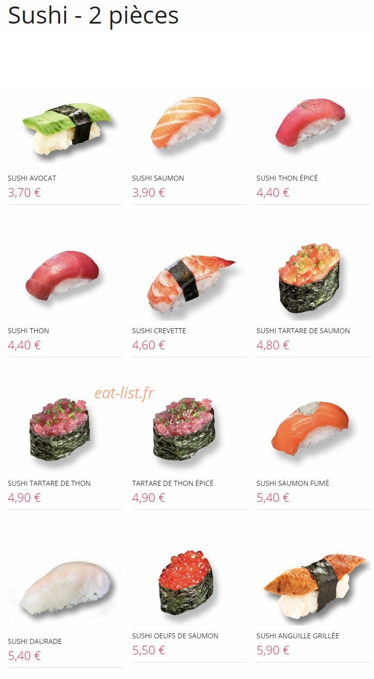Carte et menu de Resto Sushi's à Saint Louis la Chaussee — Sushi