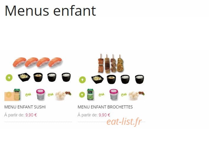 Carte et menu de Resto Sushi's à Saint Louis la Chaussee — Menus enfant