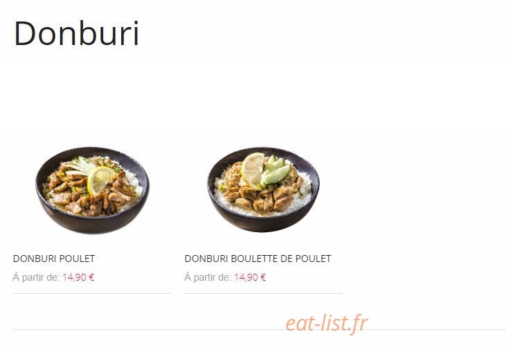 Carte et menu de Resto Sushi's à Saint Louis la Chaussee — Donburi