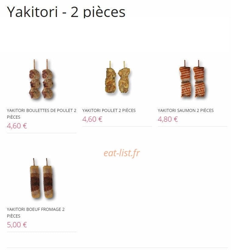 Carte et menu de Resto Sushi's à Saint Louis la Chaussee — Yakitori