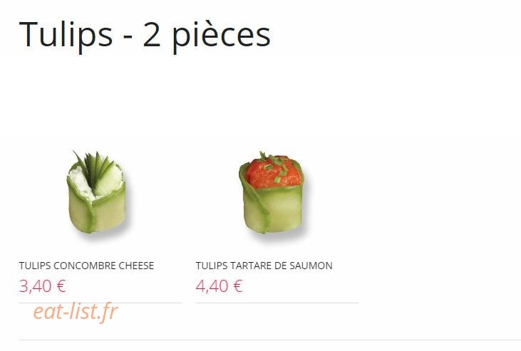 Carte et menu de Resto Sushi's à Saint Louis la Chaussee — Tulips