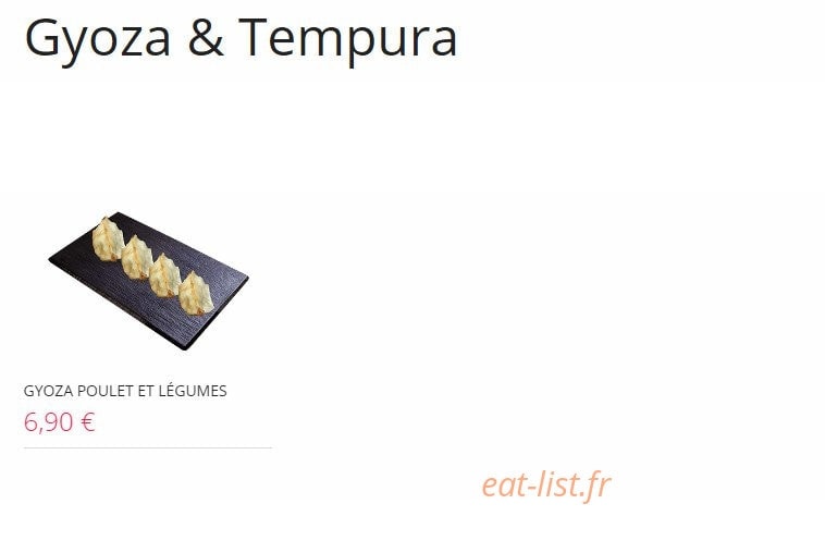 Carte et menu de Resto Sushi's à Saint Louis la Chaussee — Gyoza et tempura
