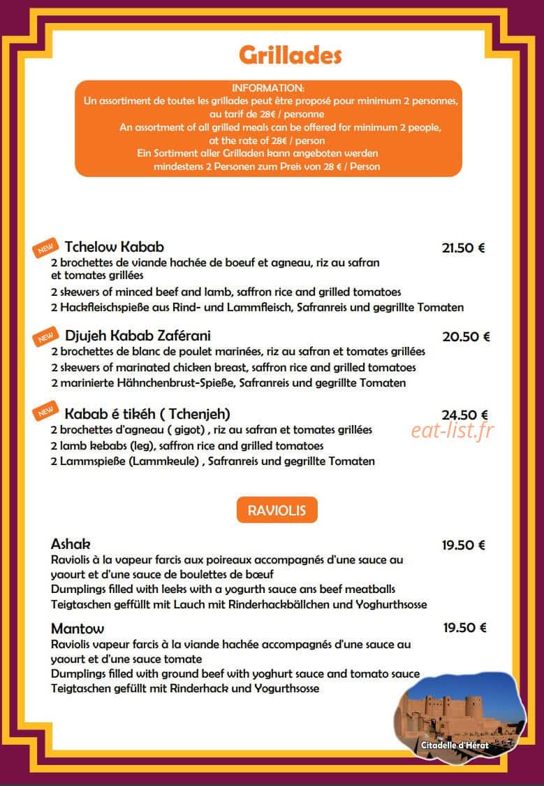 Chez Madar Joon — carte page 4