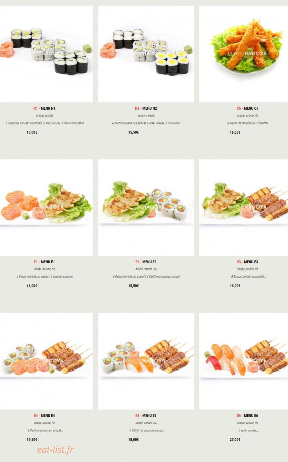 Nagoya Sushi — carte page 2