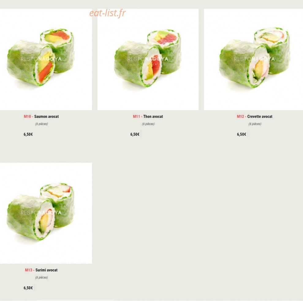 Nagoya Sushi — carte page 16