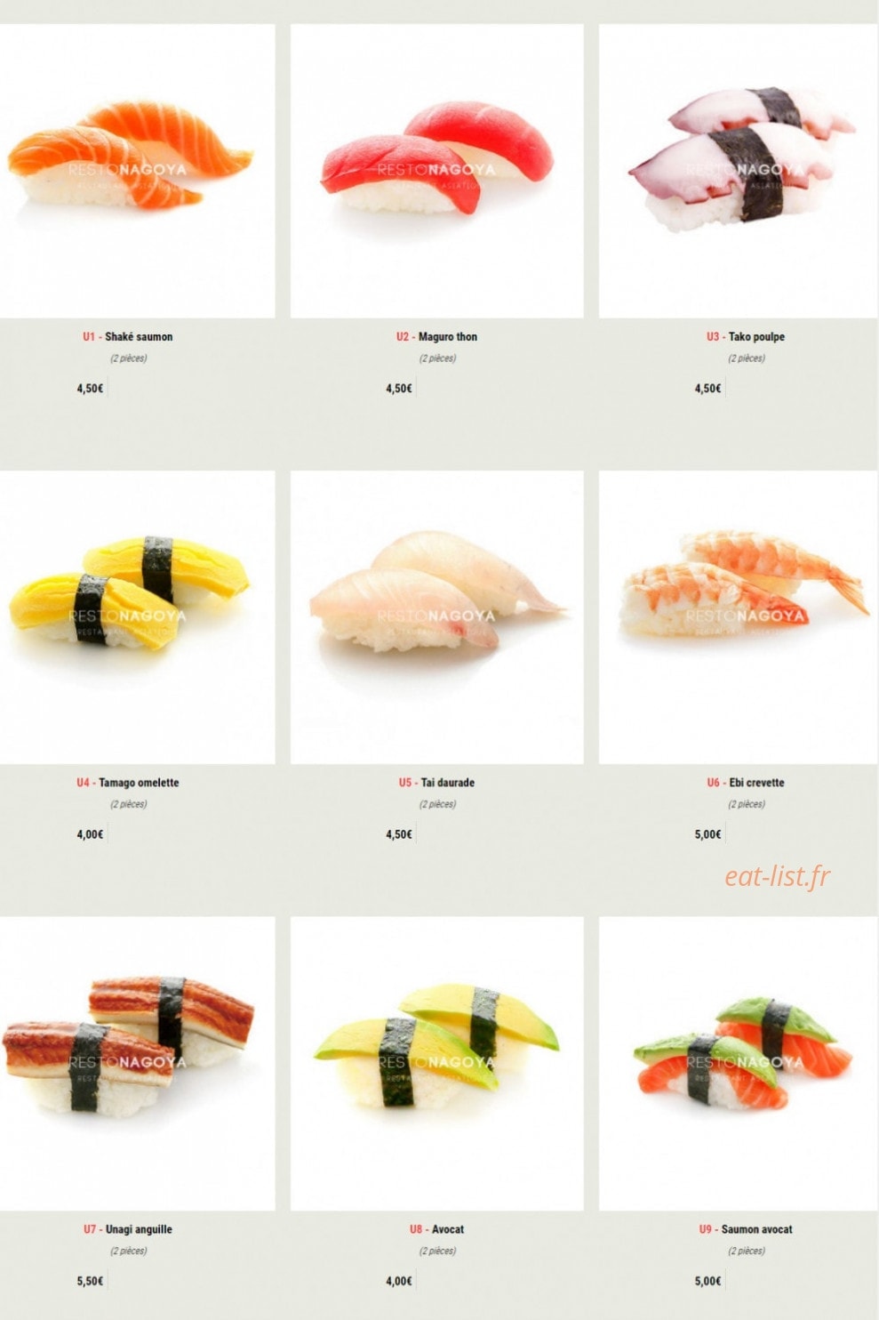 Nagoya Sushi — carte page 19
