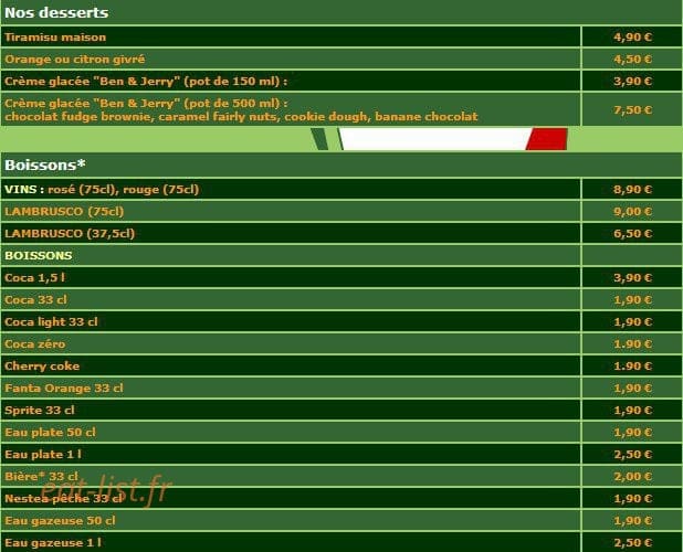 Pizza Italia Express — carte page 4