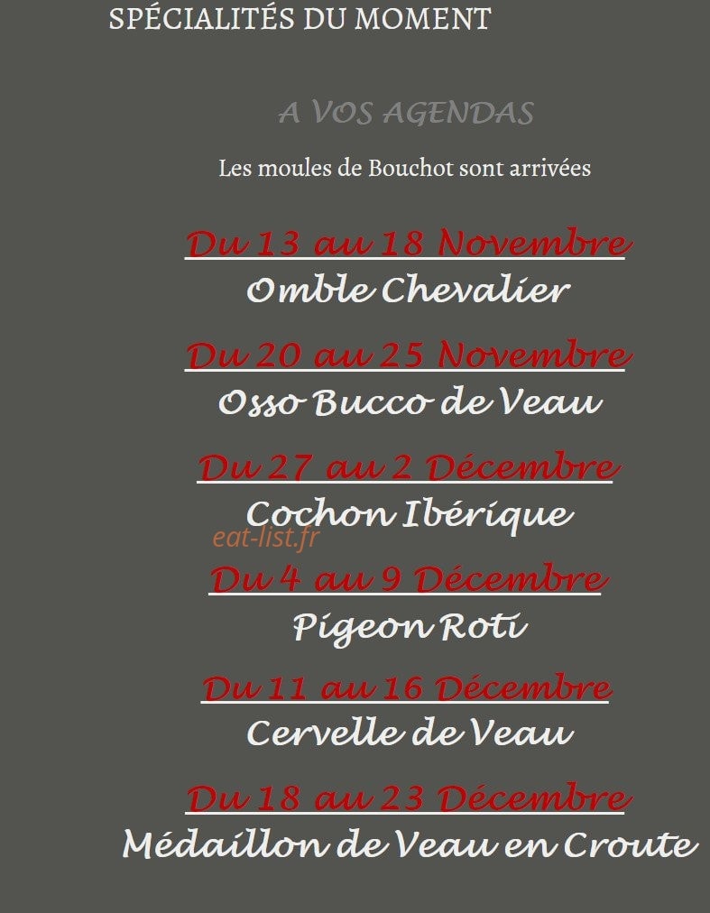Restaurant Des Lys D'Alsace — carte page 4