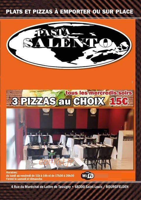Salento Pasta — carte page 1