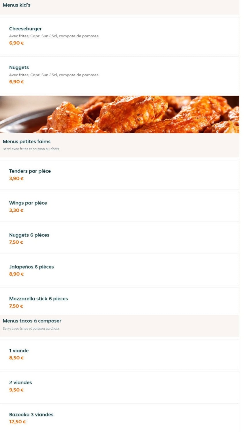 B310 Food — carte page 3