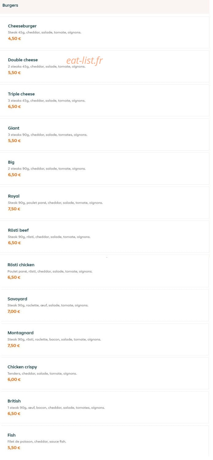 B310 Food — carte page 1