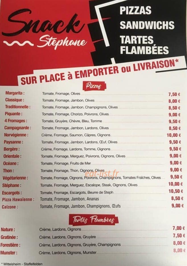 Snack Stephane — carte page 1