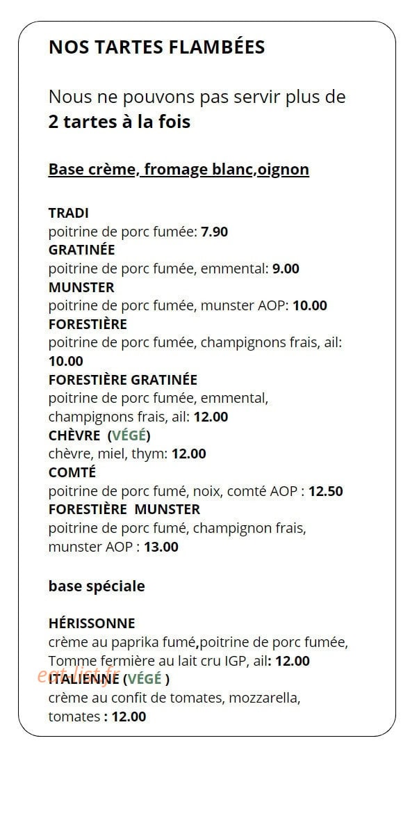 Le Bistro du Hérisson — carte page 2