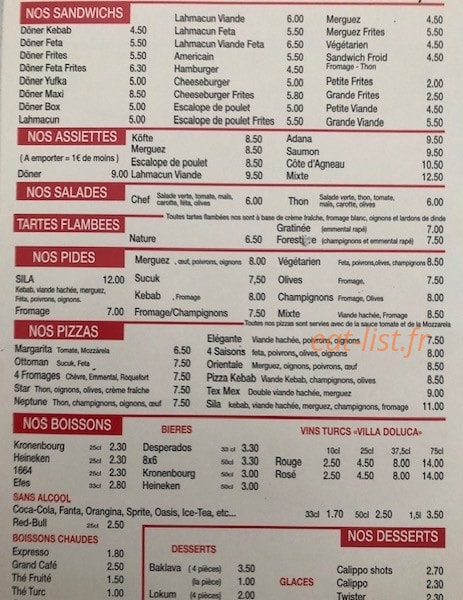 Sila Kebab — carte page 1