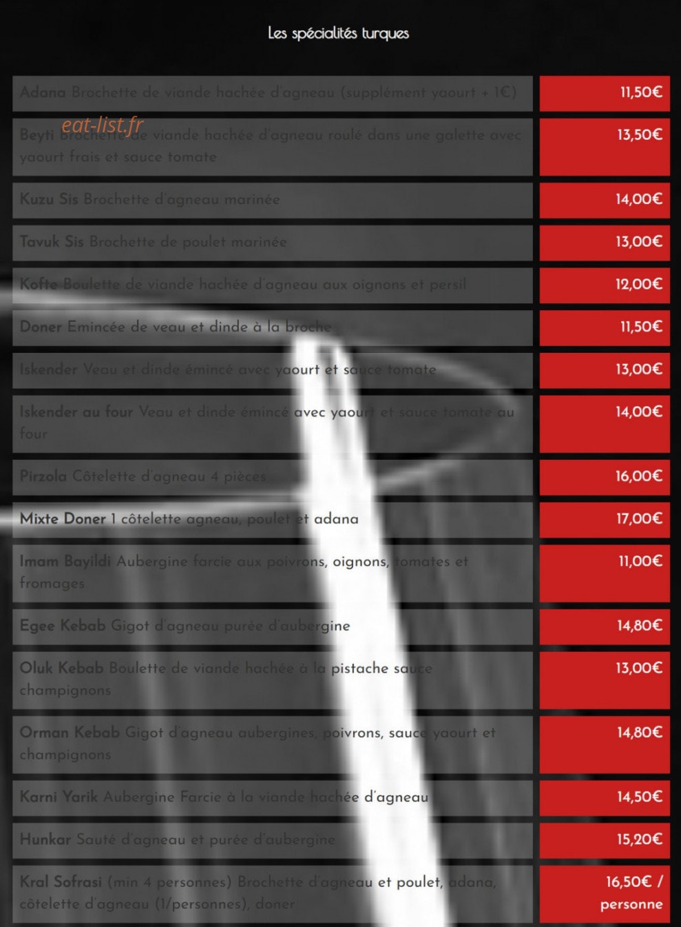 Restaurant Anka — carte page 1
