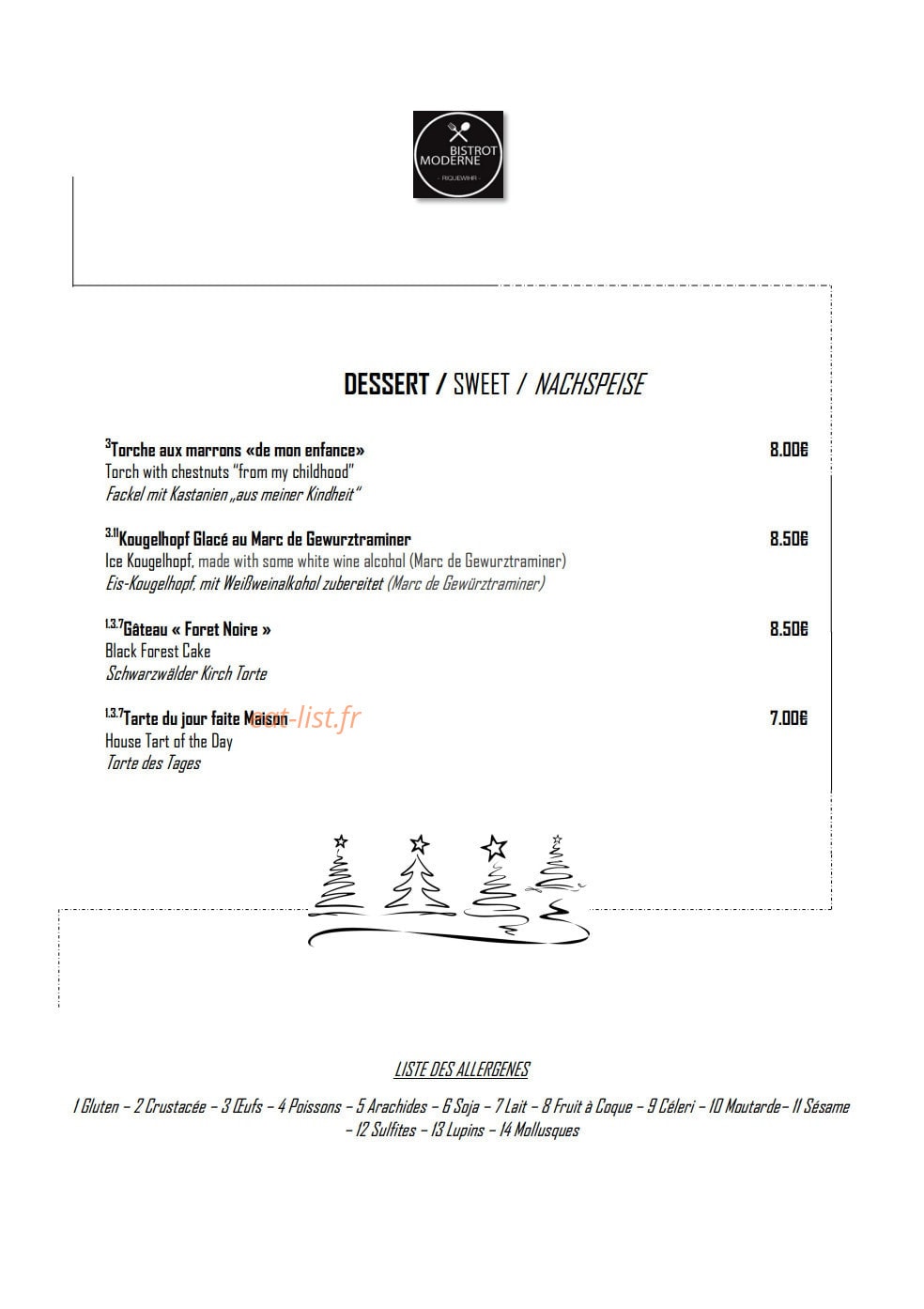 Bistrot Moderne — carte page 2