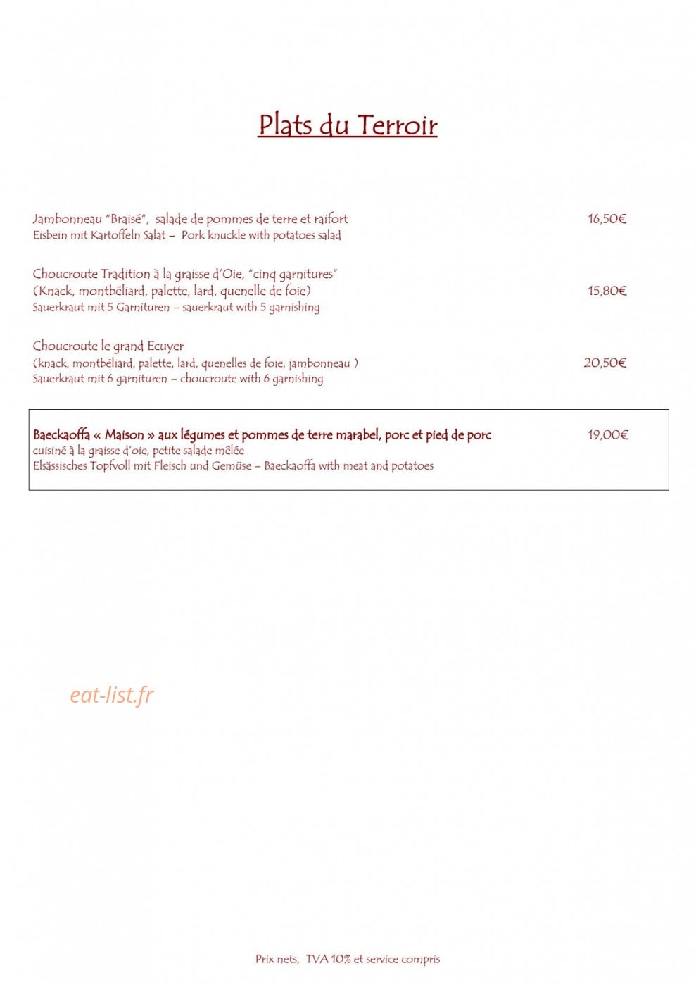 La Grappe d'Or — carte page 4