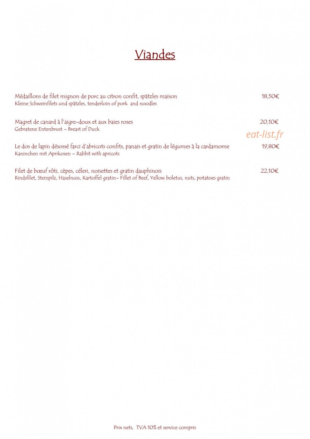 La Grappe d'Or — carte page 3