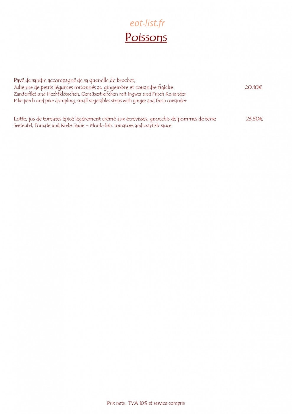 La Grappe d'Or — carte page 2