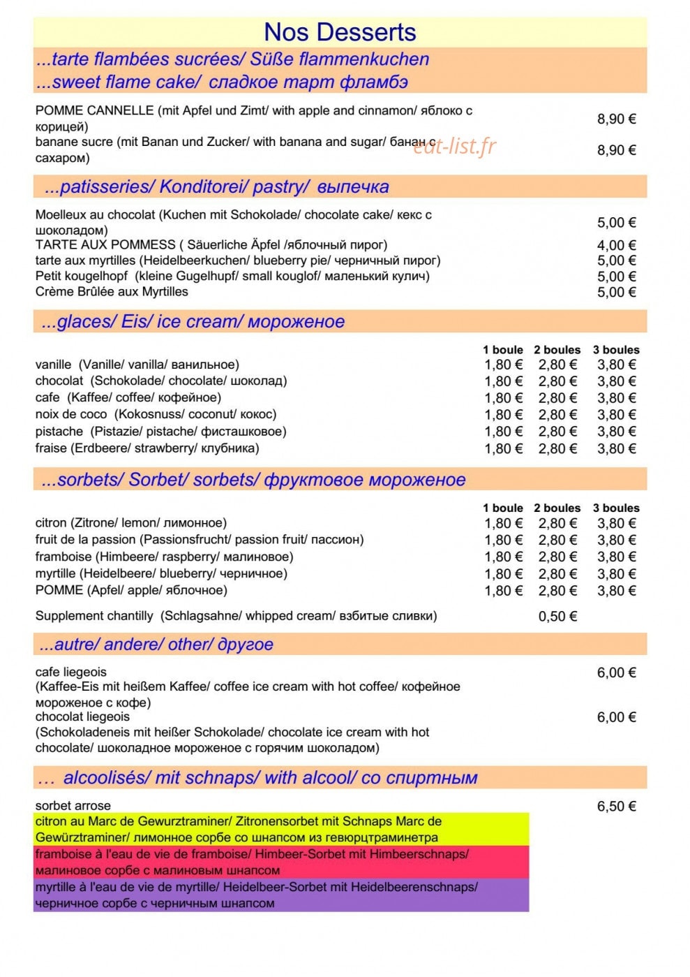La Taverne Alsacienne — carte page 6