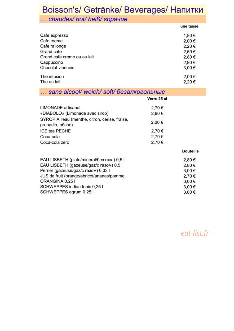 La Taverne Alsacienne — carte page 7
