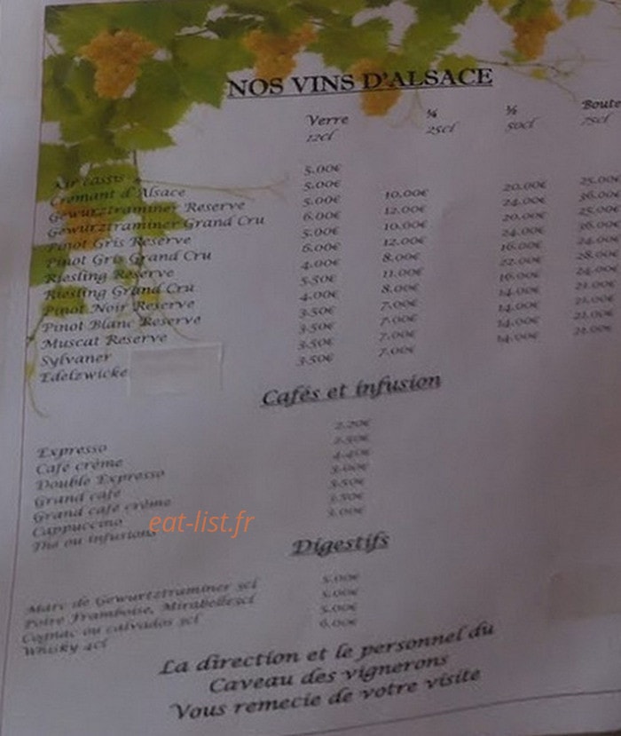 Le Caveau des Vignerons — carte page 4