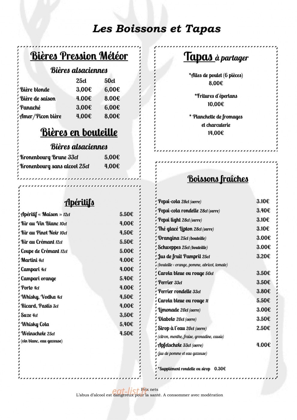 Le restaurant au cerf — carte page 2
