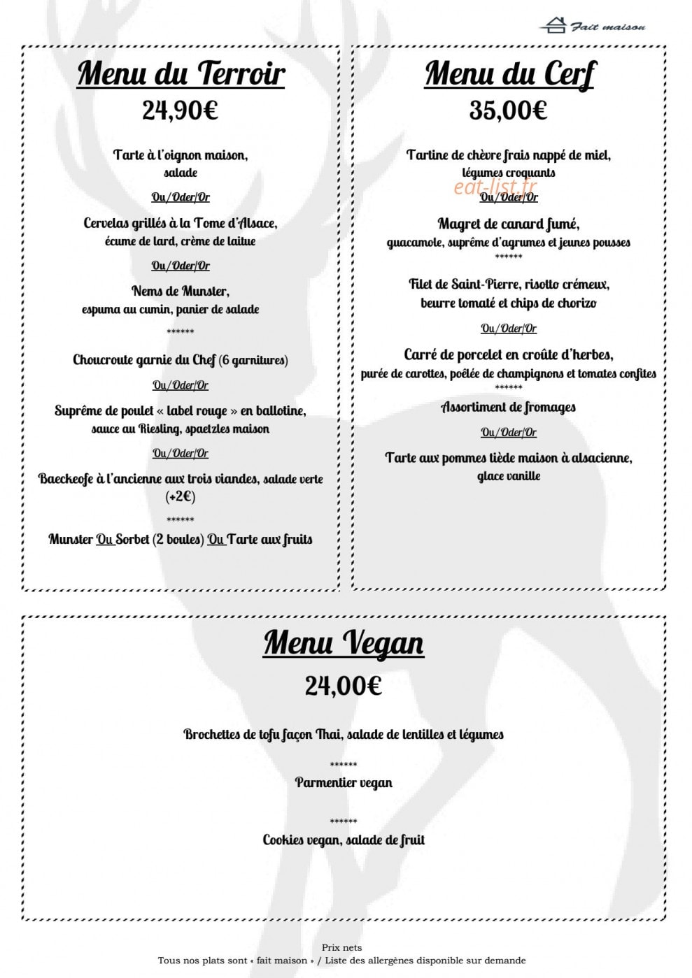 Le restaurant au cerf — carte page 6