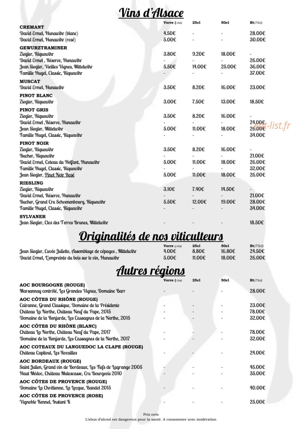 Le restaurant au cerf — carte page 3