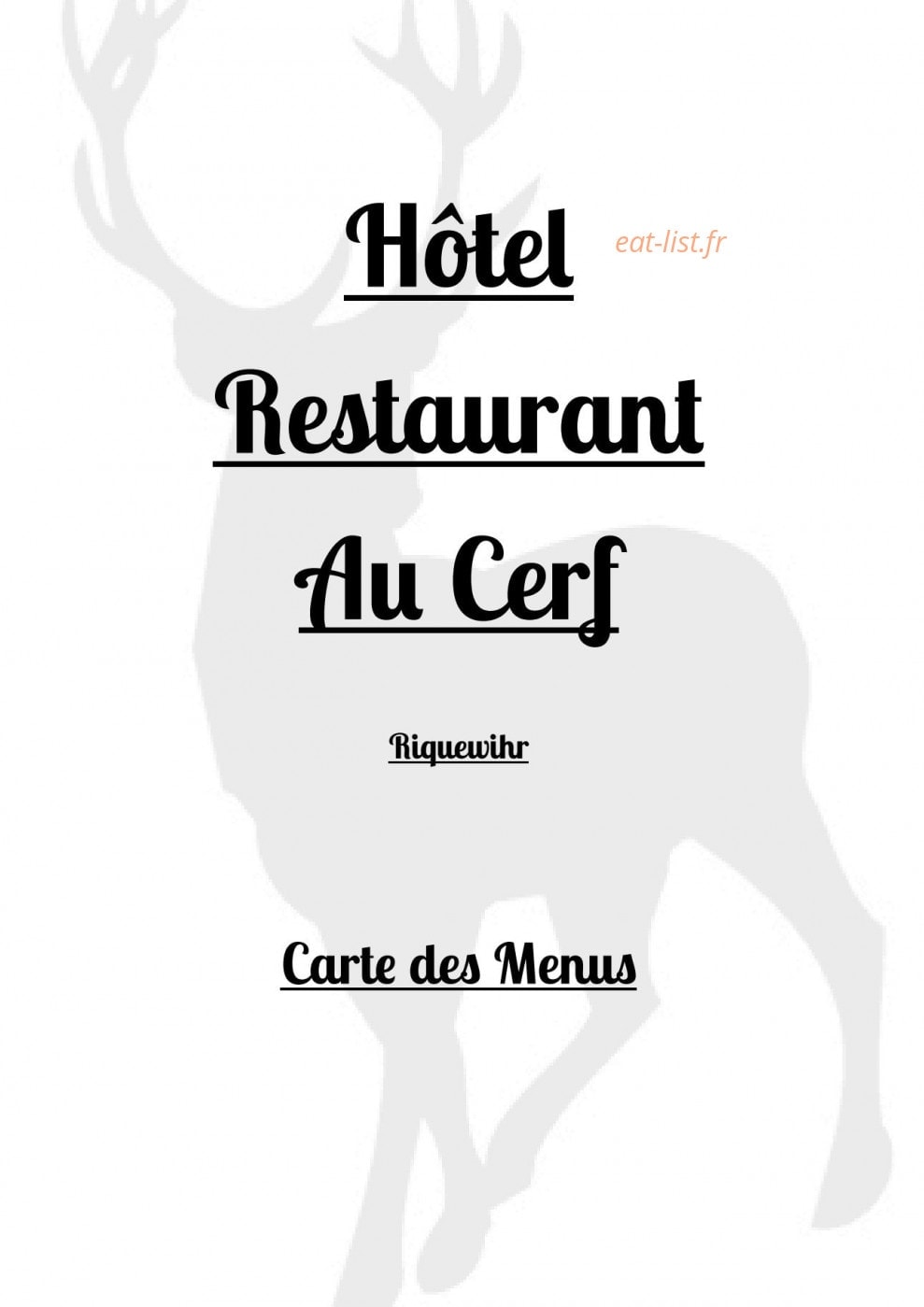 Le restaurant au cerf — carte page 1